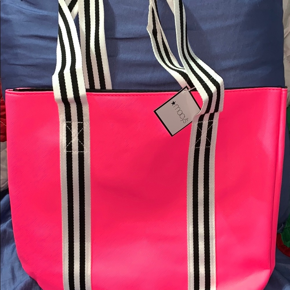 Small neon pink tote bag
